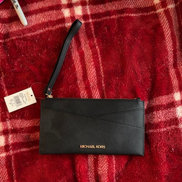 Michael Kors Black Wristlet with Gold Logo - Picture 1 of 3